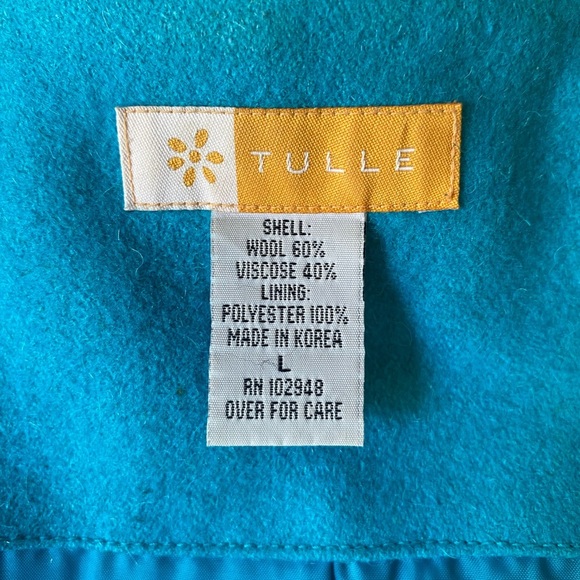 Vintage Tulle wool coat SZ LRG - Picture 9 of 9